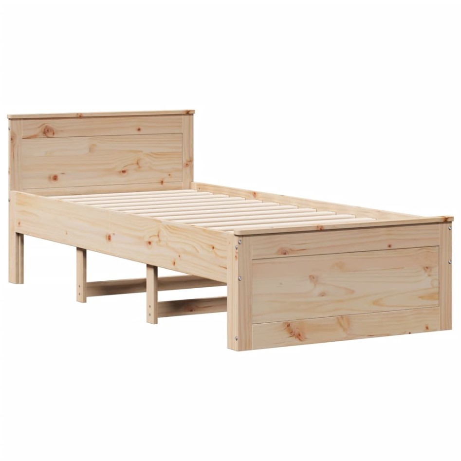 Cama con estantería sin colchón madera maciza de pino 75x190
