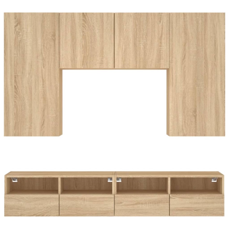 Muebles de TV de pared 5 pzas madera de ingeniería roble