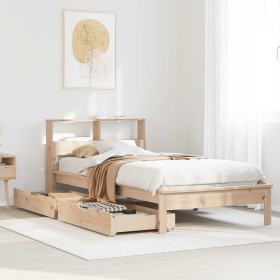 Cama con estantería sin colchón madera maciza de pino 75x190