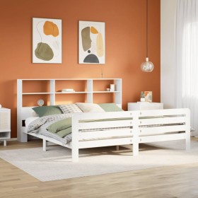 Estructura de cama sin colchón madera maciza blanca 200x200