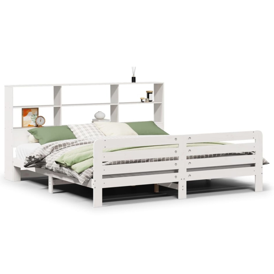 Estructura de cama sin colchón madera maciza blanca 200x200
