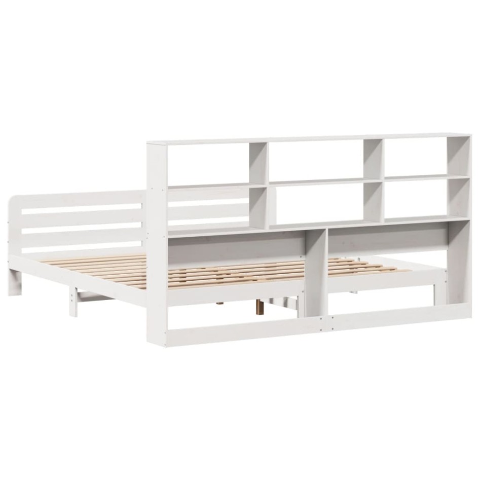 Estructura de cama sin colchón madera maciza blanca 200x200