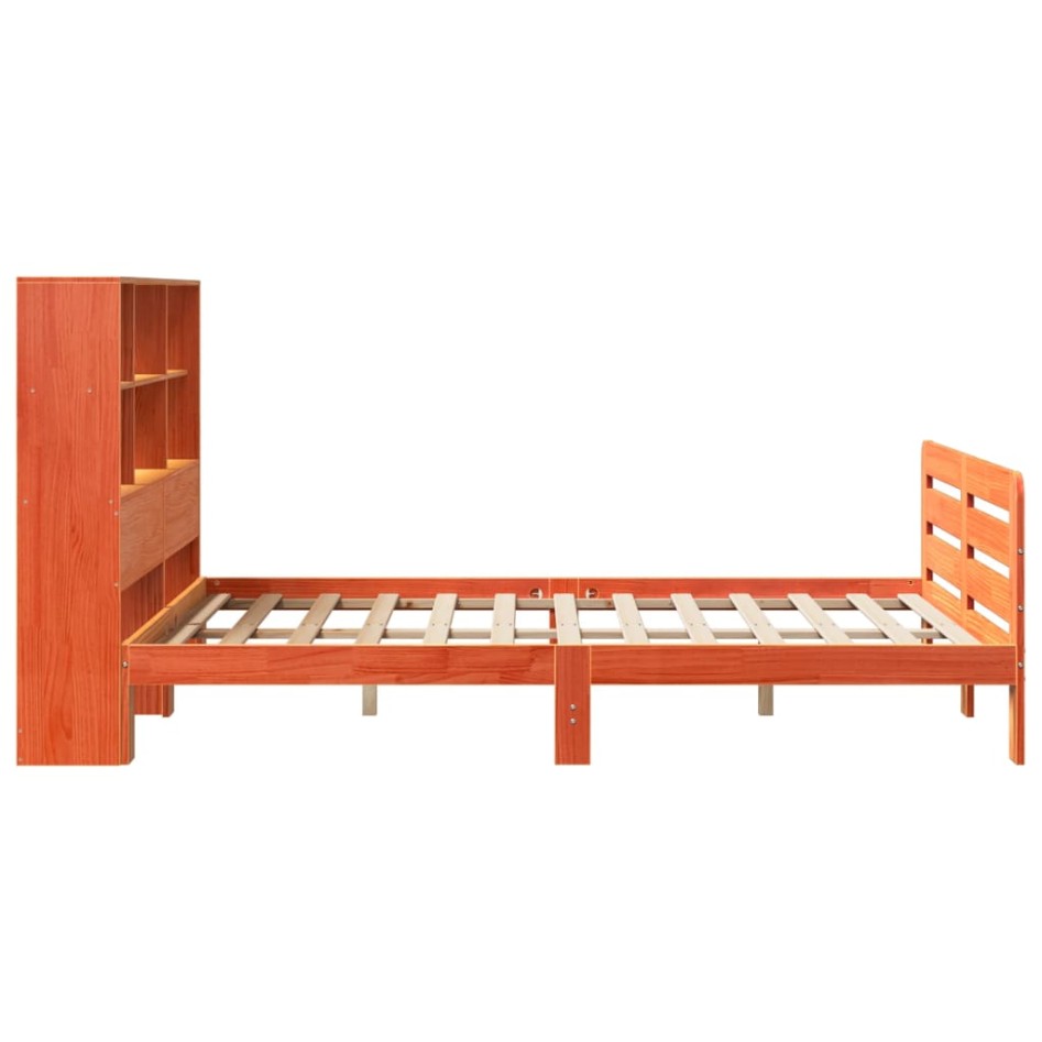 Cama sin colchón madera maciza de pino marrón cera 120x200