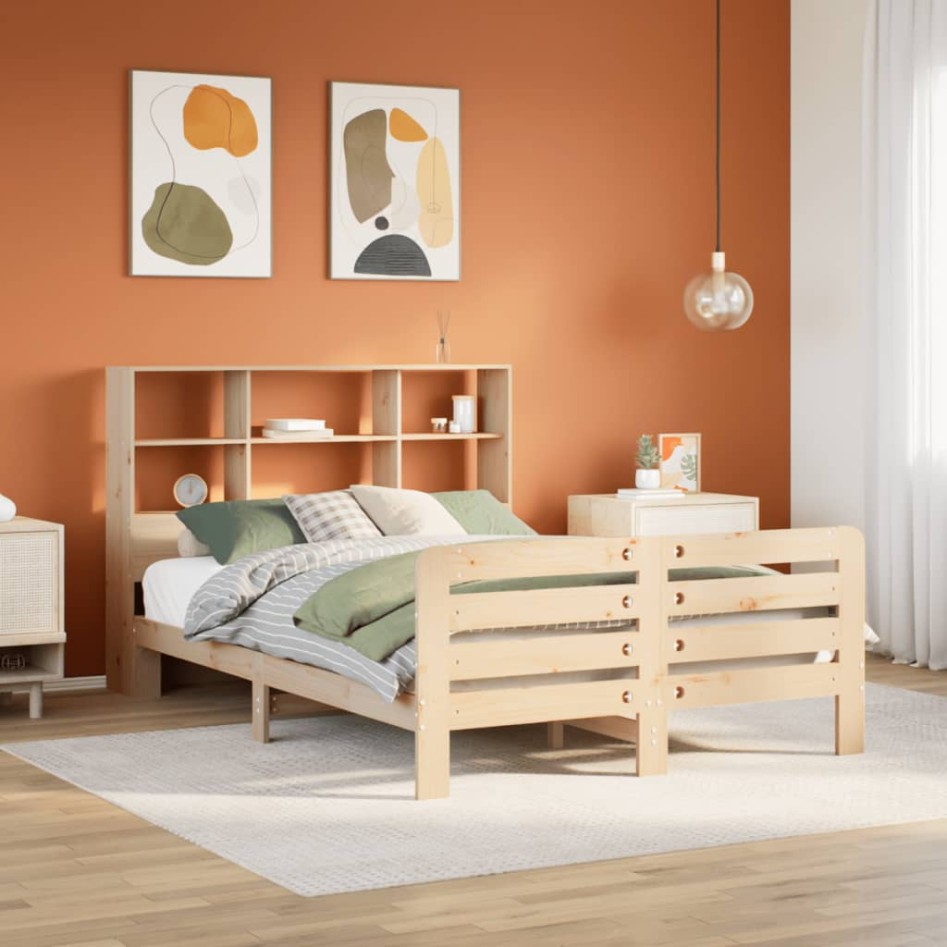 Estructura de cama sin colchón madera maciza de pino 160x200