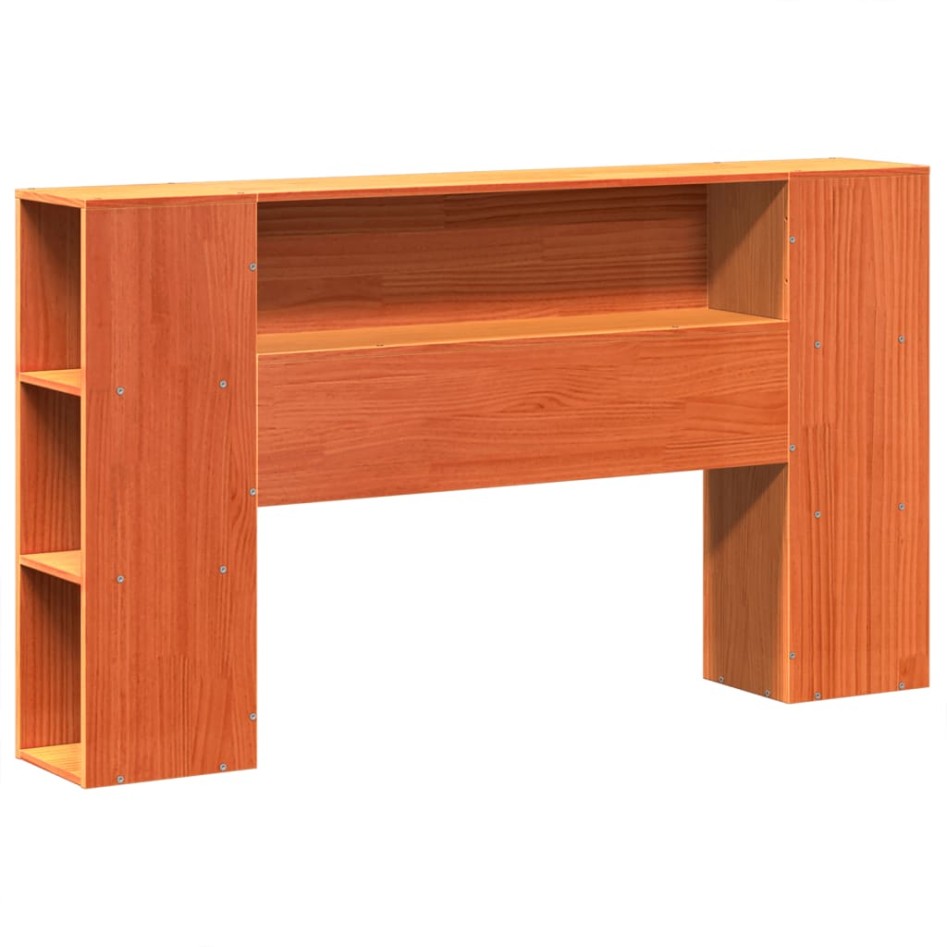 Cama sin colchón madera maciza de pino marrón cera 140x190