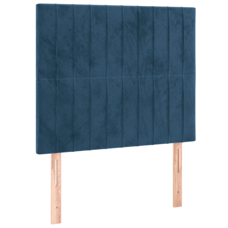 Cama box spring con colchón terciopelo azul oscuro 90x200
