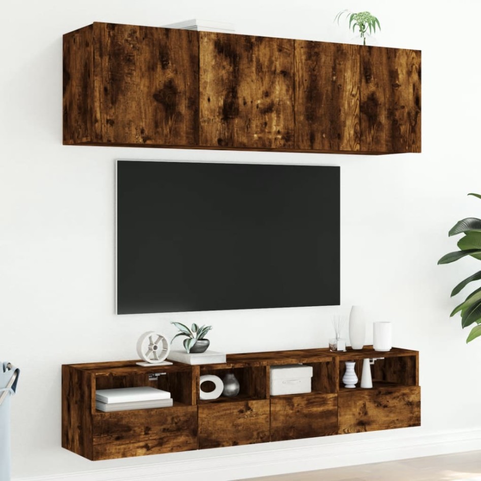 Muebles de TV de pared 5 pzas madera ingeniería roble