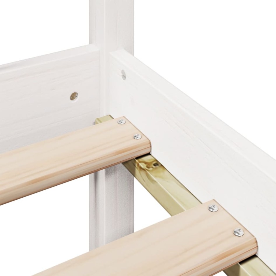 Cama con estantería sin colchón madera maciza blanca 150x200