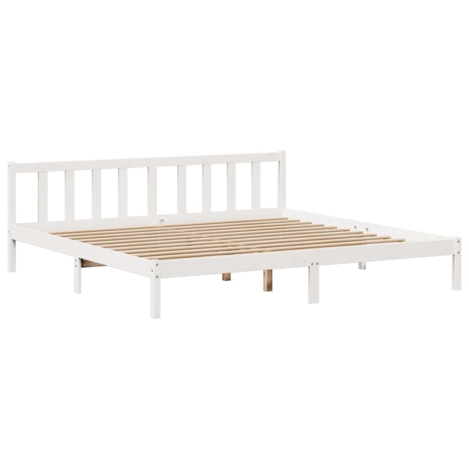 Cama con estantería sin colchón madera maciza blanca 200x200