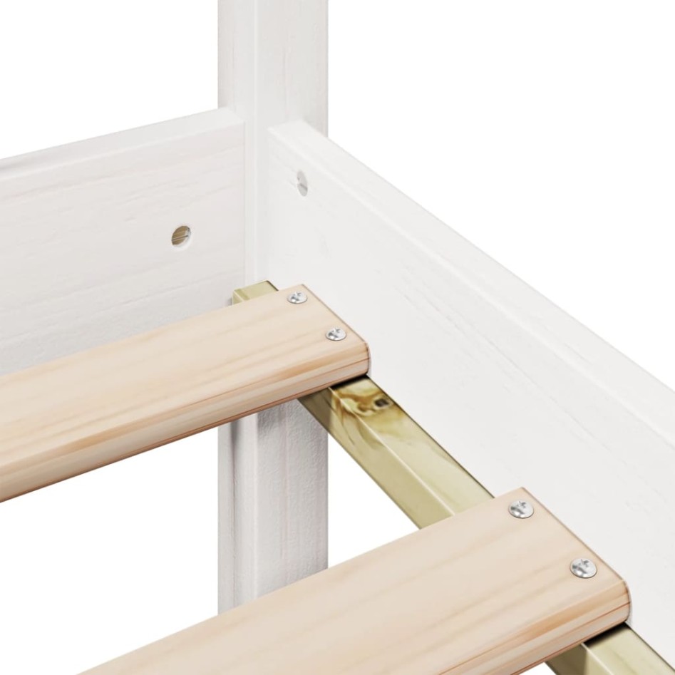 Cama con estantería sin colchón madera maciza blanca 200x200