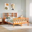 Cama con estantería sin colchón madera maciza marrón 140x190 cm