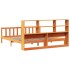 Cama con estantería sin colchón madera maciza marrón 200x200
