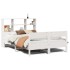 Cama con estantería sin colchón madera maciza blanca 150x200