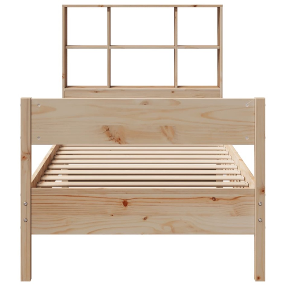 Cama con estantería sin colchón madera maciza de pino