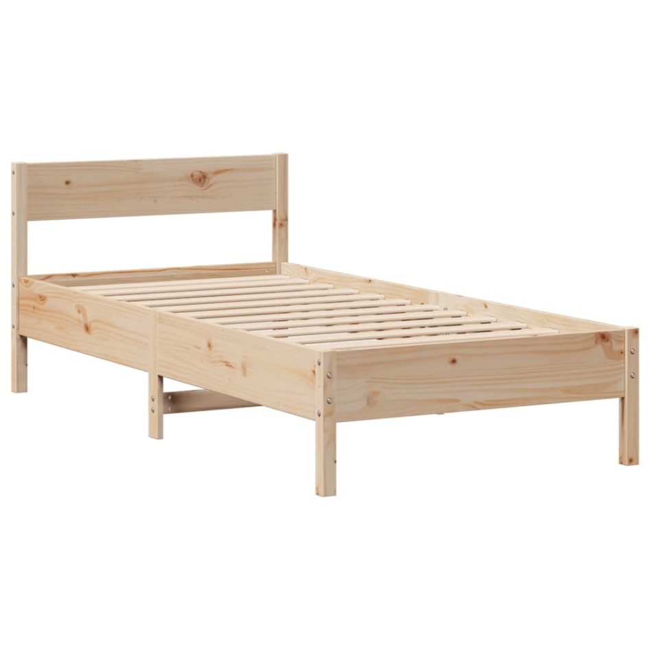 Cama con estantería sin colchón madera maciza de pino