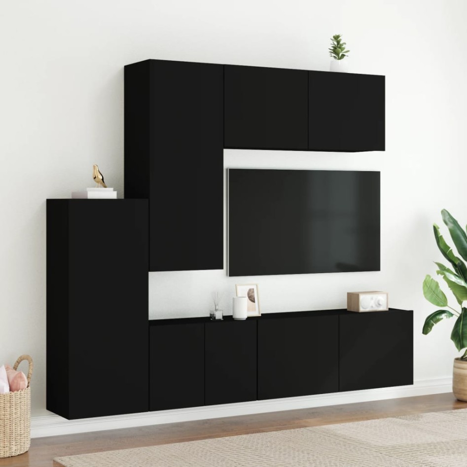 Muebles de TV de pared 5 piezas madera de ingeniería