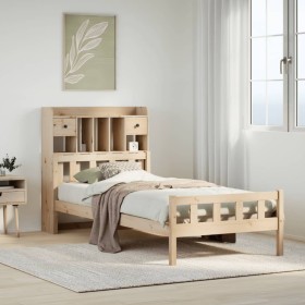 Cama con estantería sin colchón madera maciza de pino 90x190