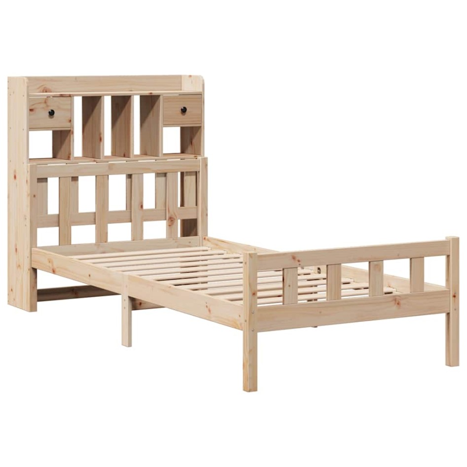 Cama con estantería sin colchón madera maciza de pino 90x190
