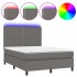 Cama box spring colchón y LED cuero sintético gris 140x190