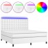Cama box spring colchón y LED cuero sintético blanco 160x200