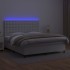 Cama box spring colchón y LED cuero sintético blanco 160x200