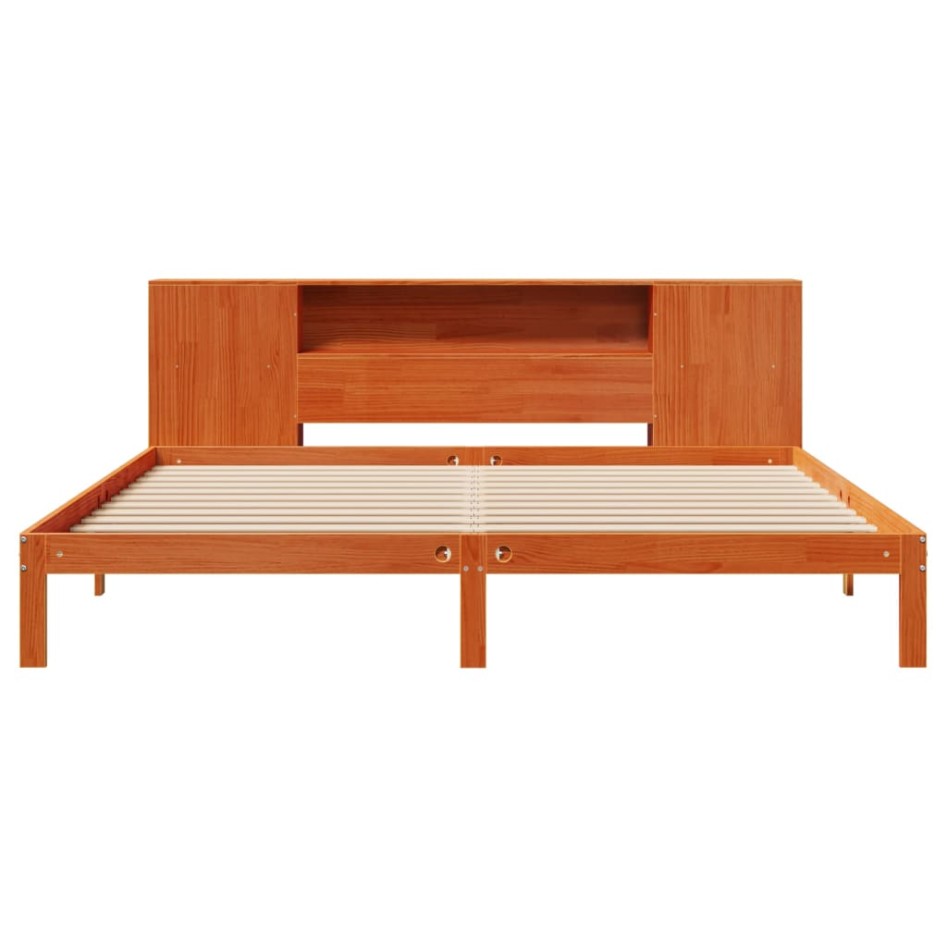 Cama con estantería sin colchón madera maciza marrón