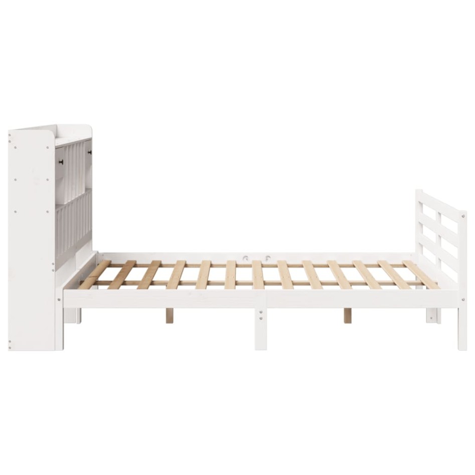 Cama con estantería sin colchón madera maciza blanca 140x190