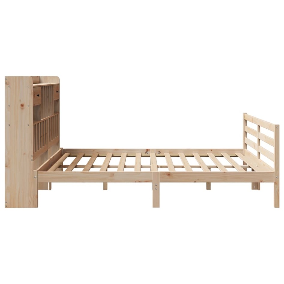 Cama con estantería sin colchón madera maciza de pino