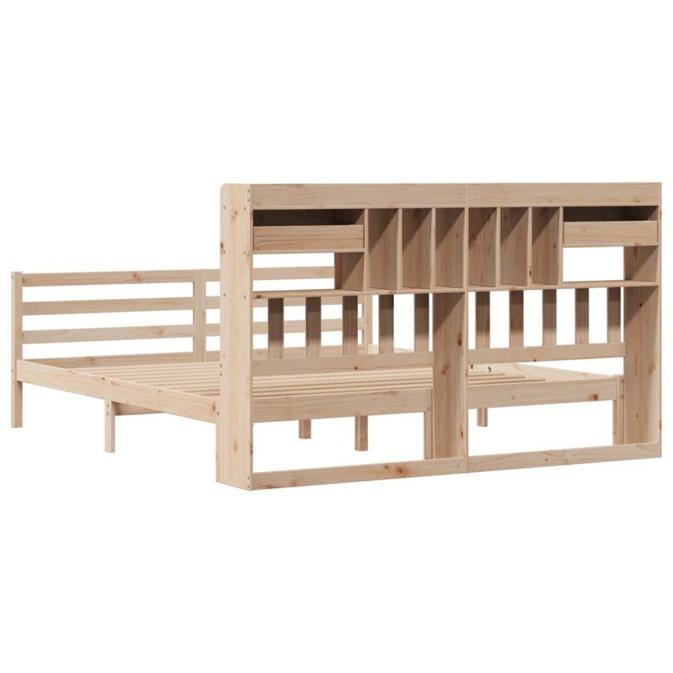 Cama con estantería sin colchón madera maciza de pino