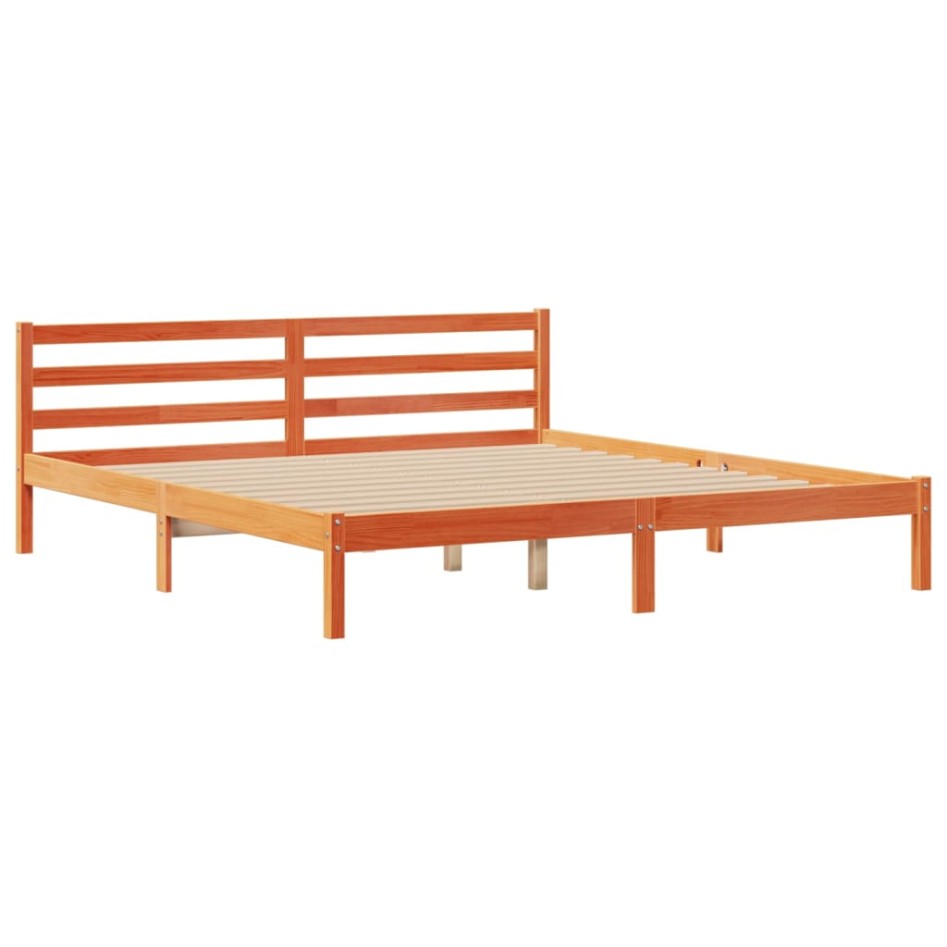 Cama con estantería sin colchón madera maciza marrón