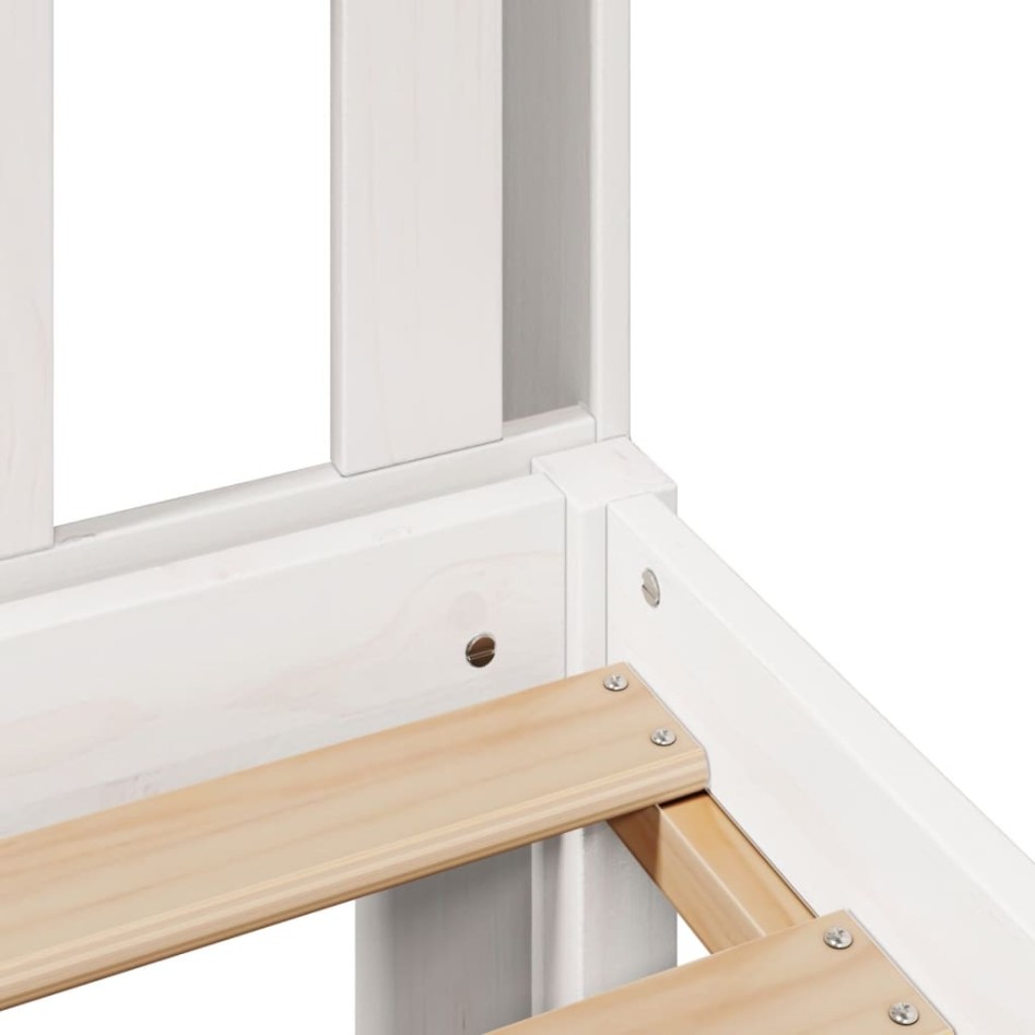 Cama con estantería sin colchón madera maciza blanca 140x200