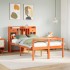 Cama con estantería sin colchón madera maciza marrón