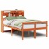 Cama con estantería sin colchón madera maciza marrón
