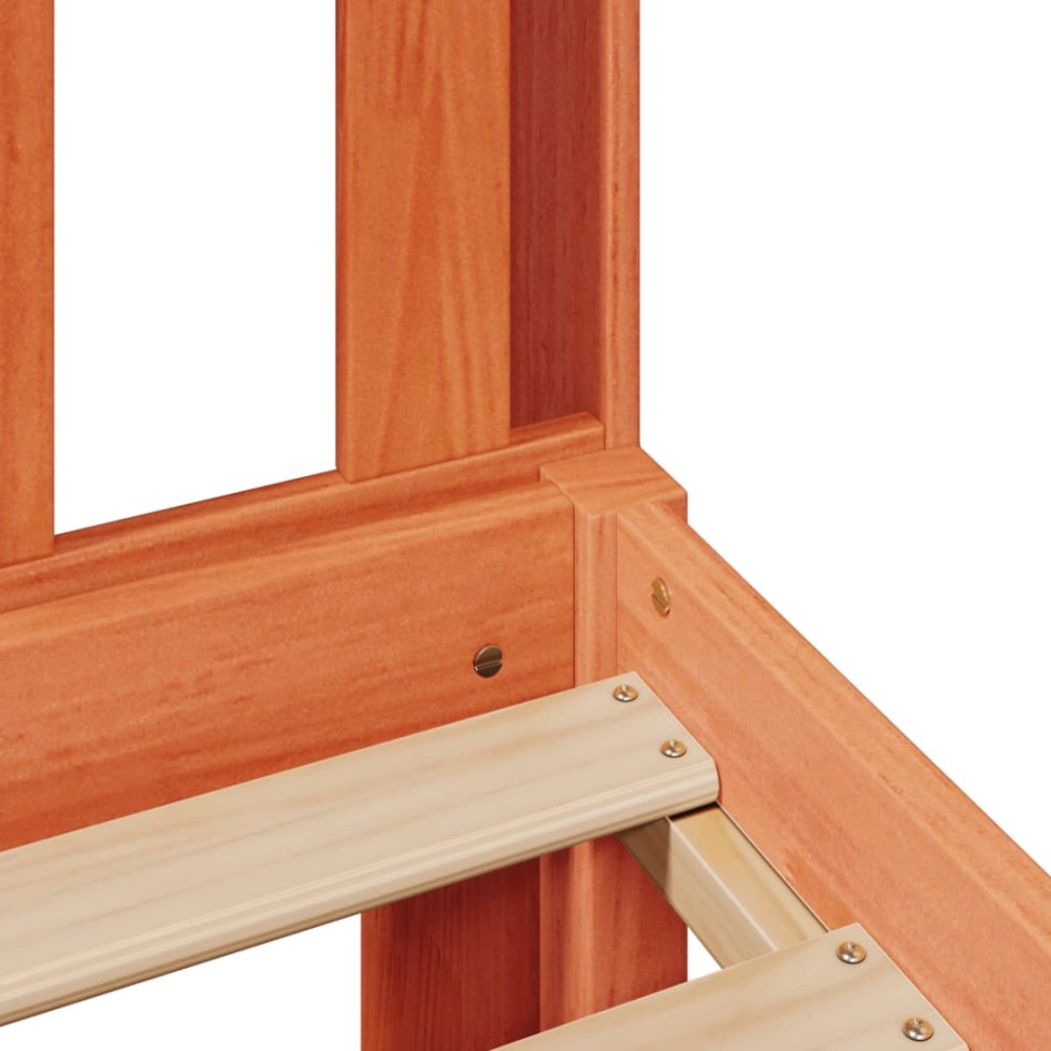 Cama con estantería sin colchón madera maciza marrón