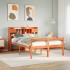 Cama con estantería sin colchón madera maciza marrón 160x200