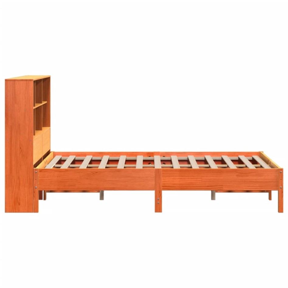 Cama con estantería sin colchón madera maciza marrón