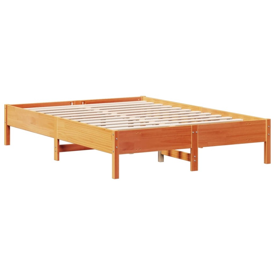 Cama con estantería sin colchón madera maciza marrón