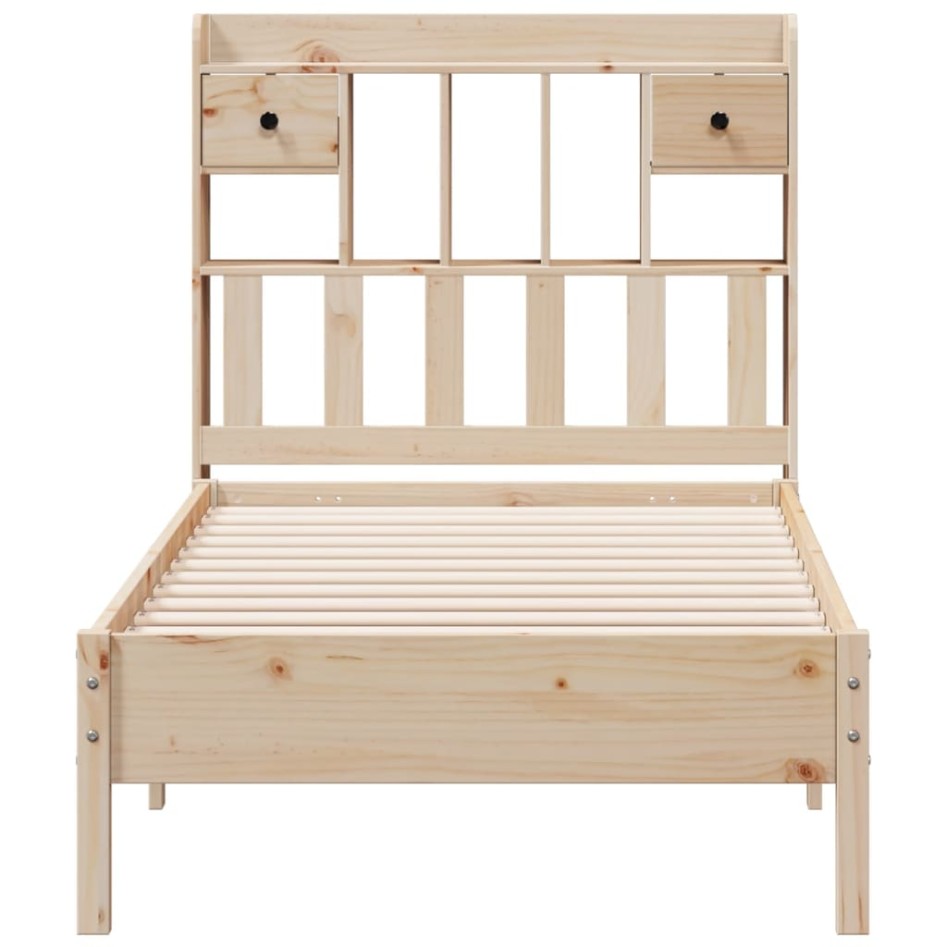 Cama con estantería sin colchón madera maciza de pino 90x190