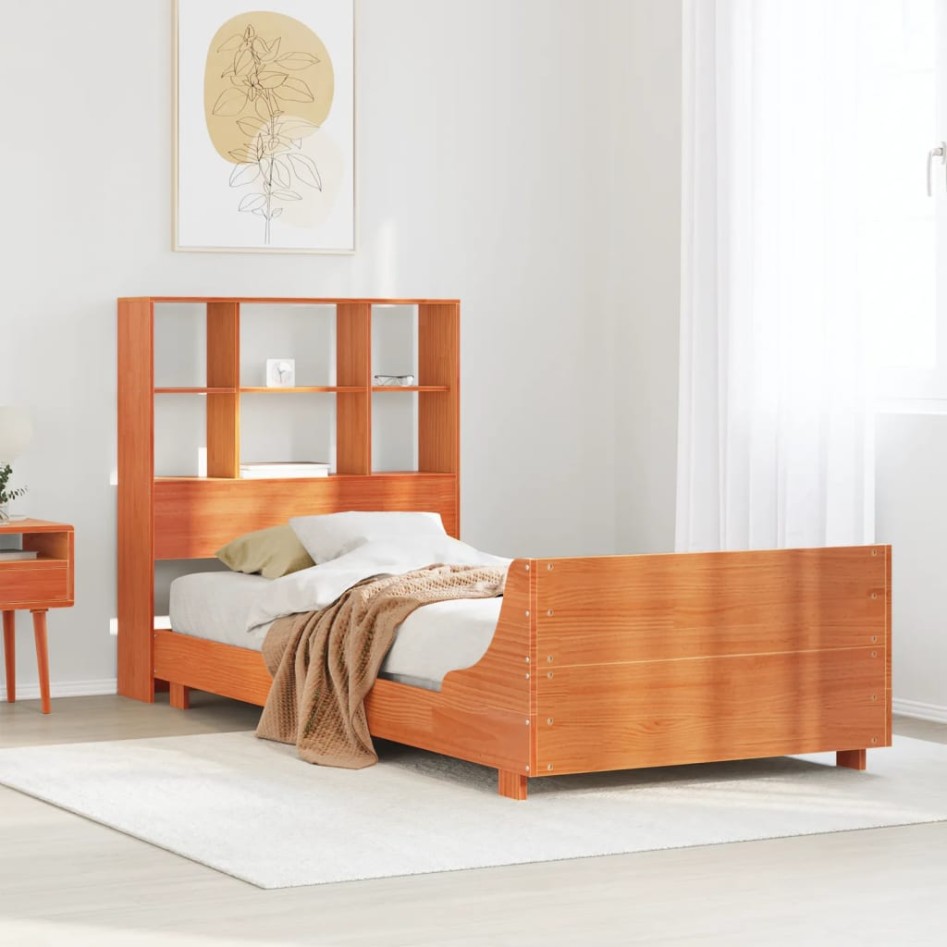 Estructura de cama sin colchón madera de pino marrón 90x200