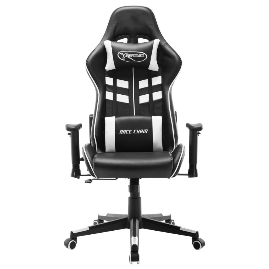 Silla de gaming de cuero sintético negro y