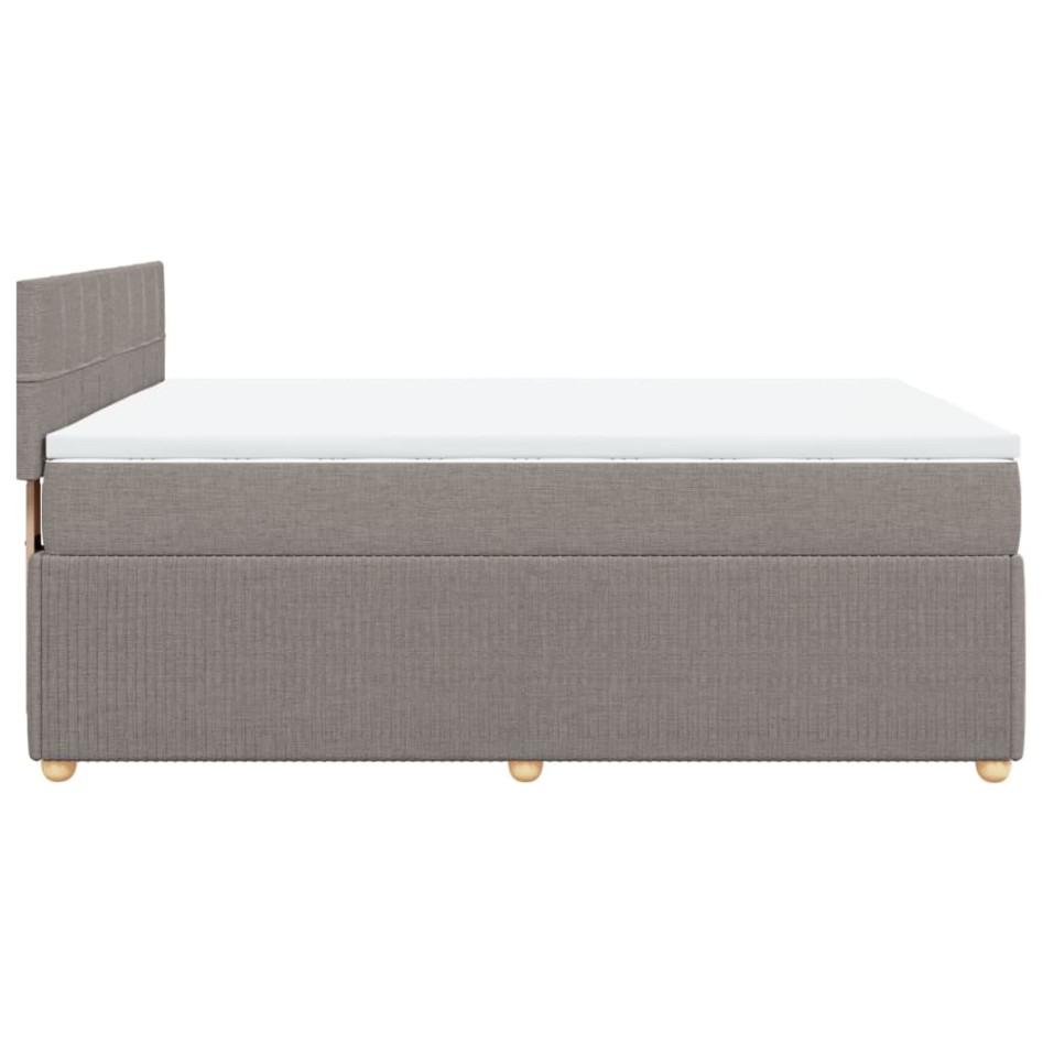 Cama box spring con colchón tela gris taupe 140x190