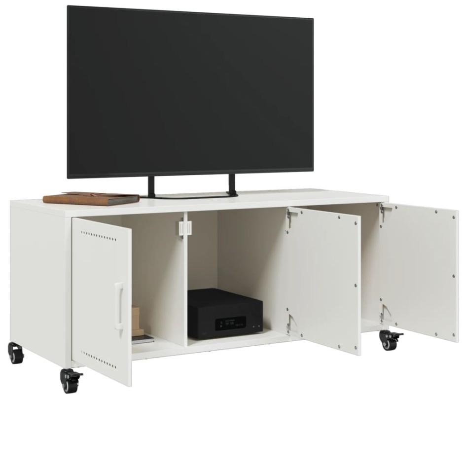 Mueble para TV acero laminado en frío blanco 100,5x39x43,5