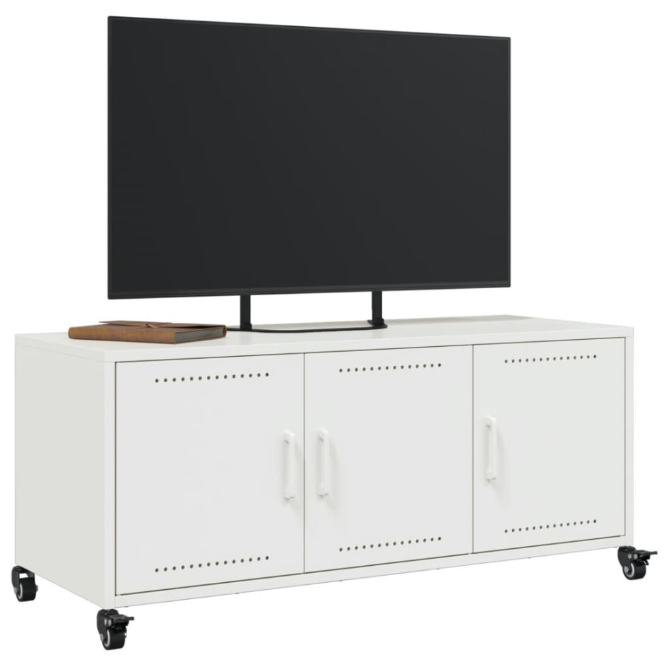 Mueble para TV acero laminado en frío blanco 100,5x39x43,5