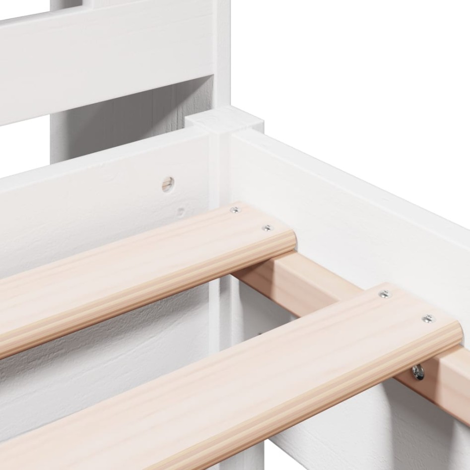 Cama con estantería sin colchón madera maciza blanca 100x200