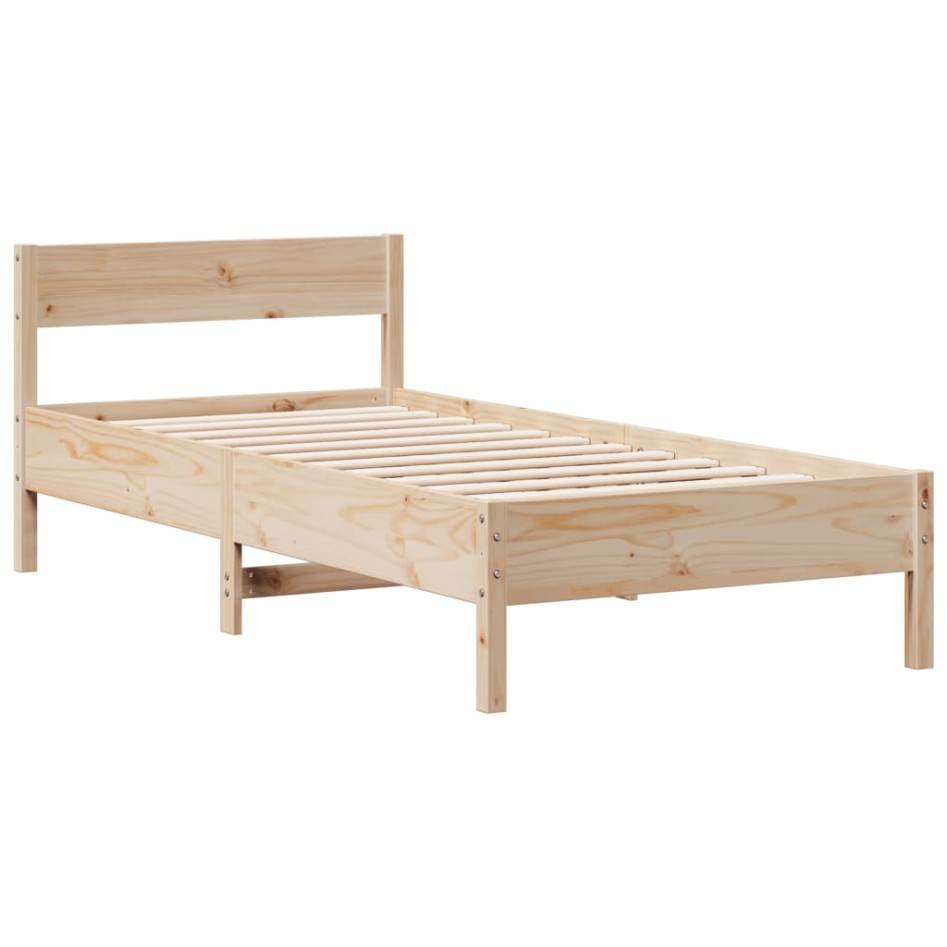 Cama con estantería sin colchón madera maciza de pino 75x190