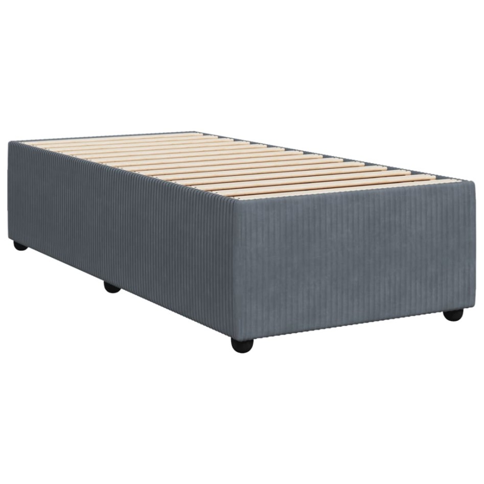 Cama box spring con colchón terciopelo gris oscuro 100x200