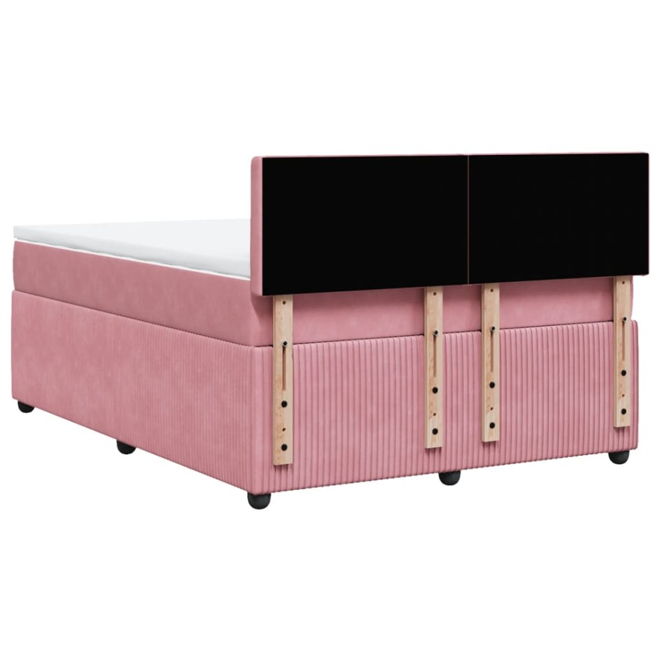 Cama box spring con colchón terciopelo rosa 140x190