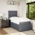 Cama box spring con colchón terciopelo gris oscuro 90x200