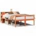 Cama con estantería sin colchón madera maciza marrón 150x200