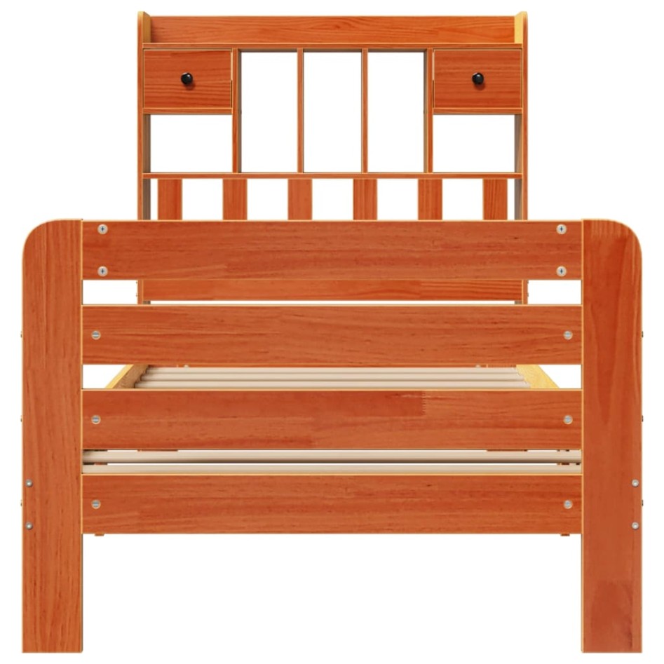 Sofá con estantería sin colchón madera maciza marrón 90x200